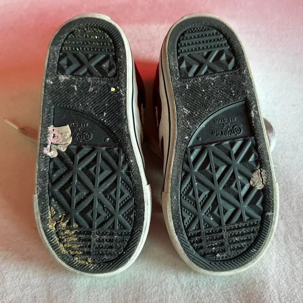 Converse All Star Kids Shoes Size 8 Burgundy Red White Lace Up Sneakers Casual